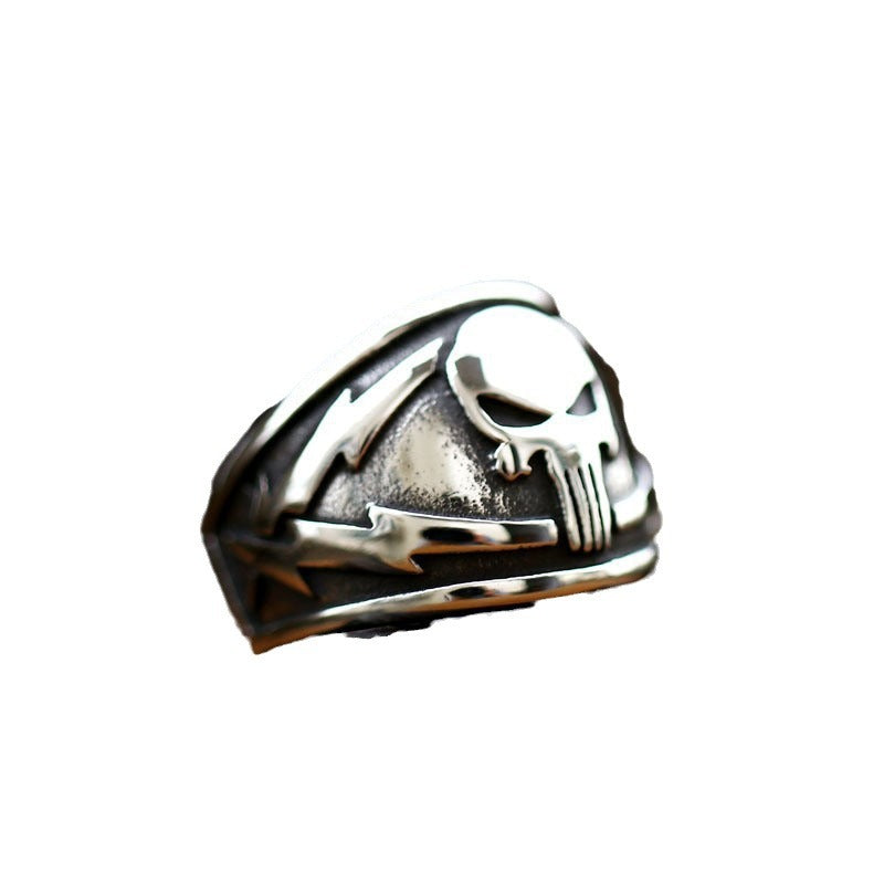 Punk Rock Skull Design Titanium Steel Ring for Men - Wholesale European and American Fashion