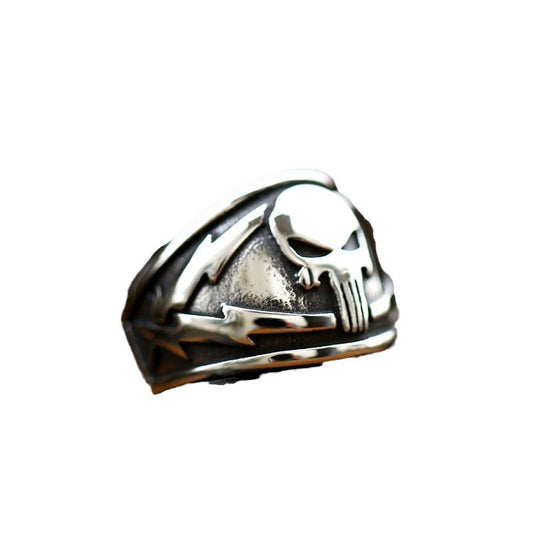 Punk Rock Skull Design Titanium Steel Ring for Men - Wholesale European and American Fashion