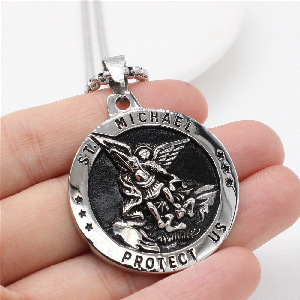 Titanium Steel Retro Pendant for Men - European and American Ancient Greek God of War Design