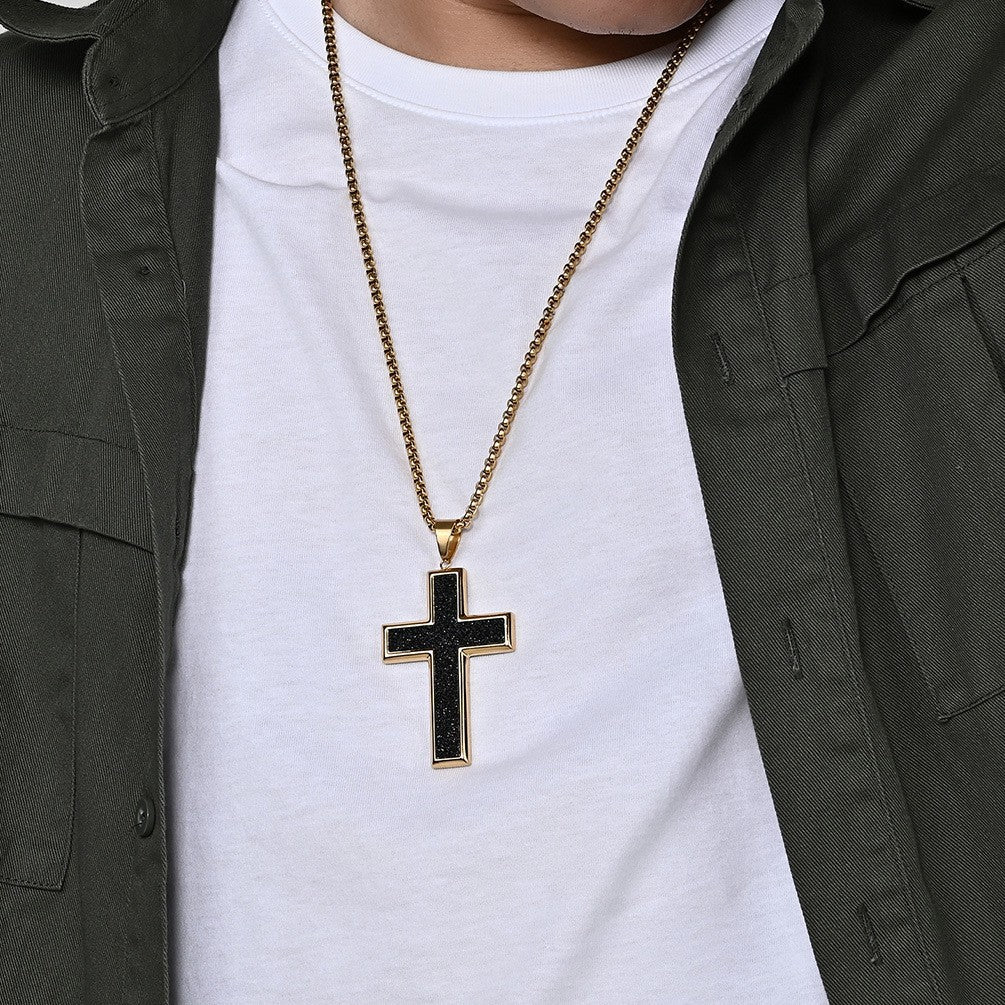 European and American Style Large Titanium Steel Cross Necklace