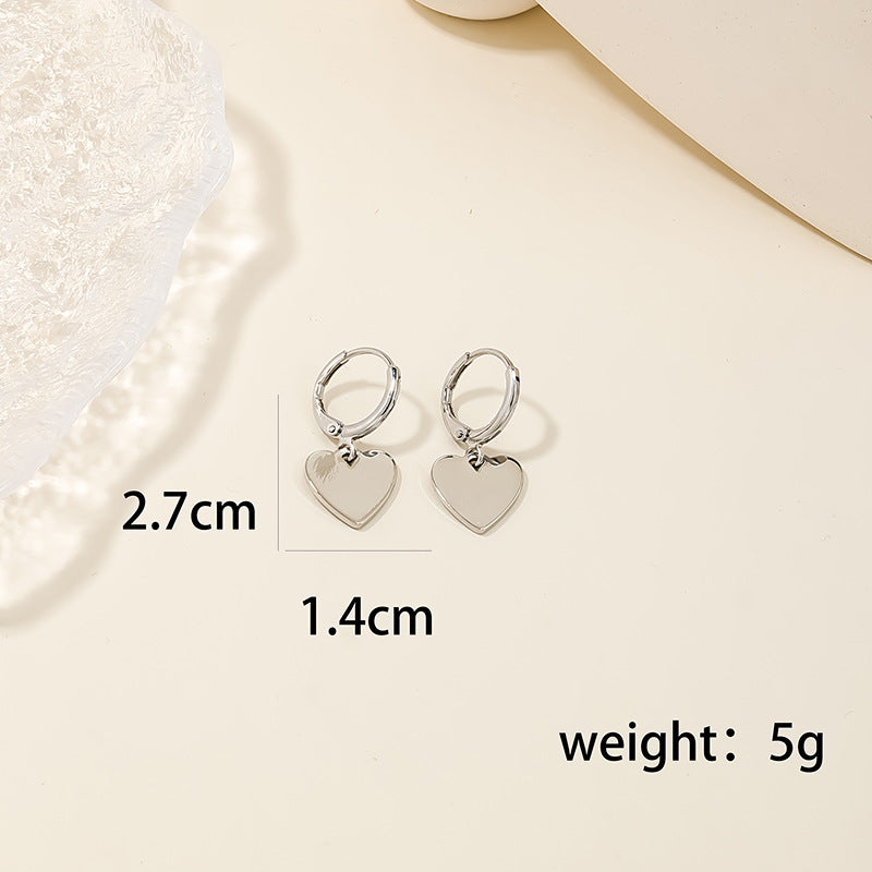 European & American Cross-Border Metal Sequin Love Earrings Set