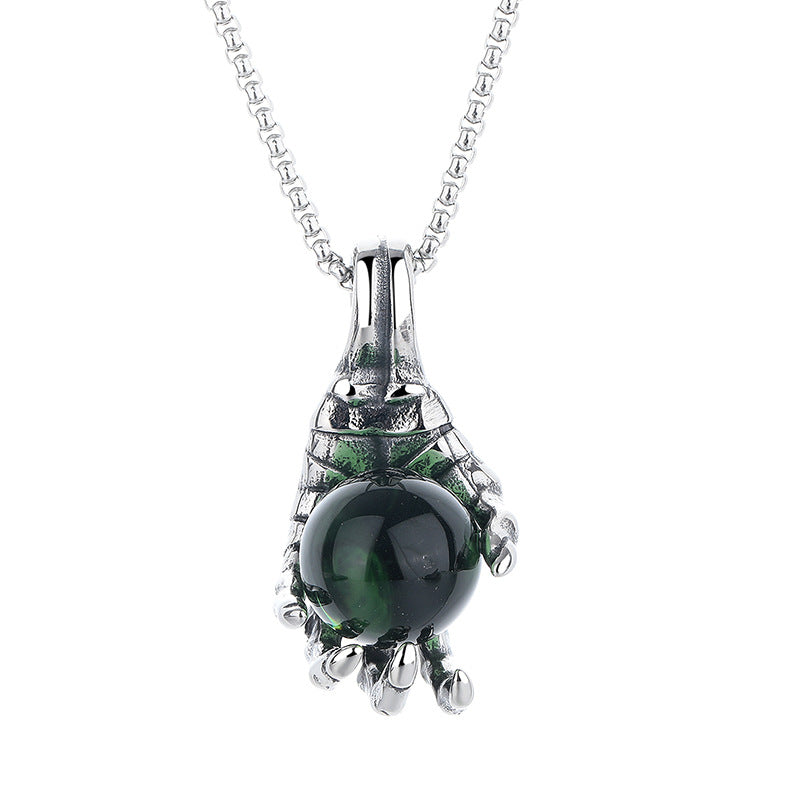 Steel Necklace – Statement Dragon Claw Pendant