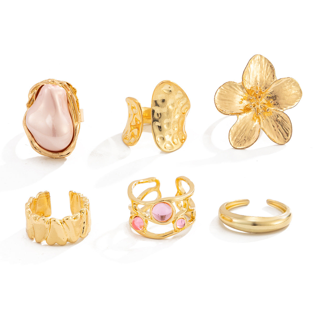 Planderful Vienna Verve Open Ring With Imitation Pearl Ring And Lava Design For Jewelry Lovers