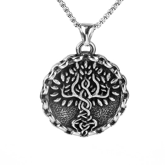 Nordic Retro Stainless Steel Men's Viking Tree Necklace