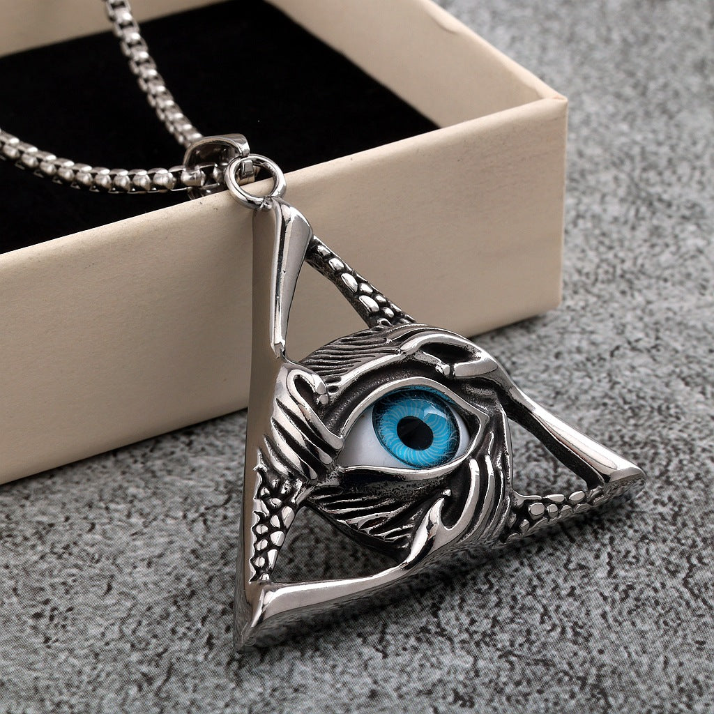 Vintage Evil Eye Stainless Steel Pendant Necklace