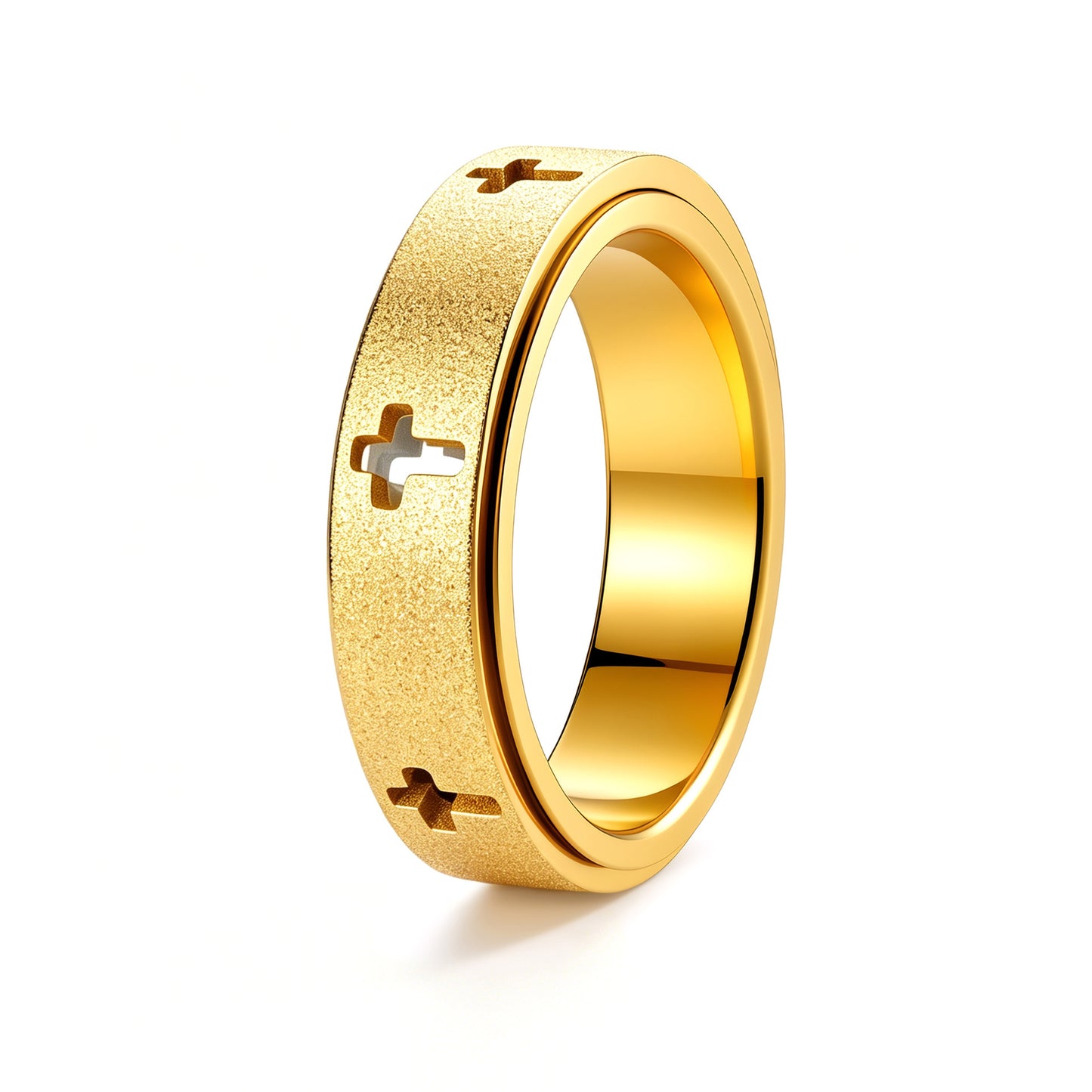 Planderful Everyday Genie Rotatable Matte Cross Ring for Unisex Anxiety Relief Decompression Ring