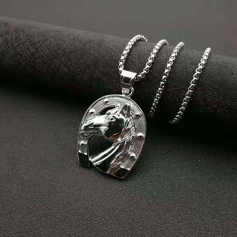 Stainless Steel Necklace - Statement Horse Head Pendant for Hip Hop Style Everyday Wear