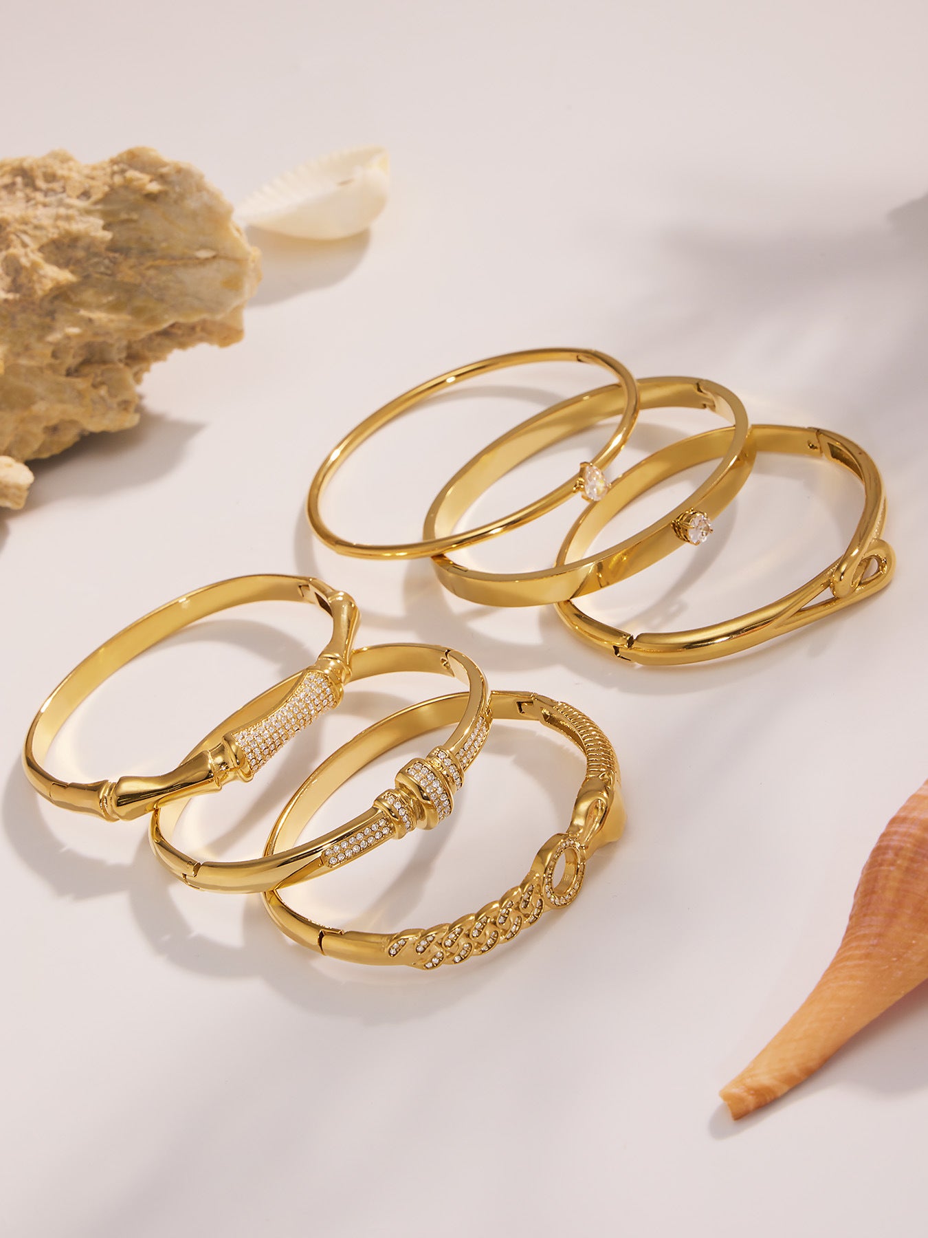 Planderful Zircon Bamboo Stainless Steel Bracelet Women