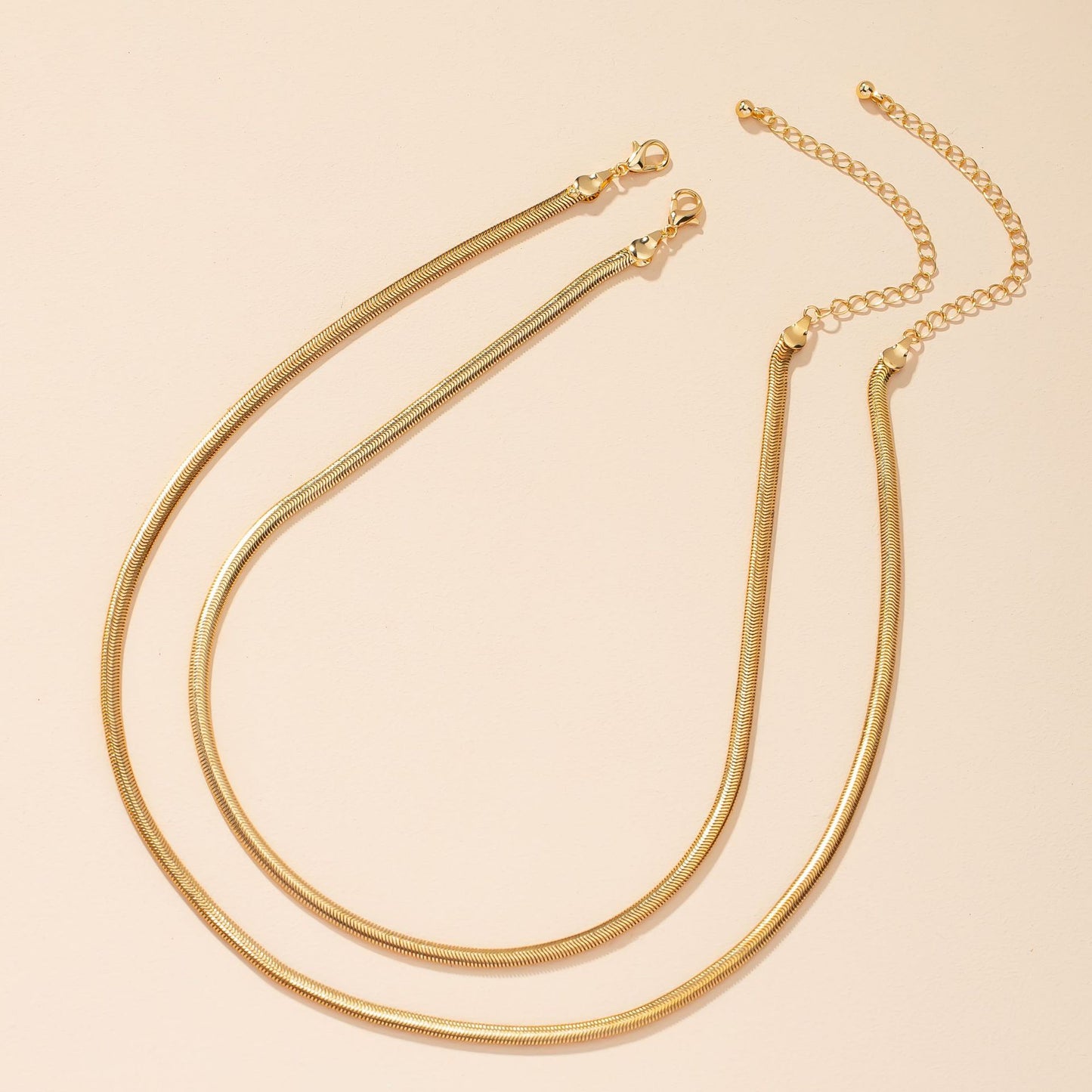 European Style Snake Chain Necklace Set with Matching Neck Ornament - Vienna Verve Collection