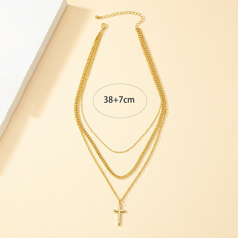 Chic Three-Layer Cross Necklace - Vienna Verve Collection by Planderful