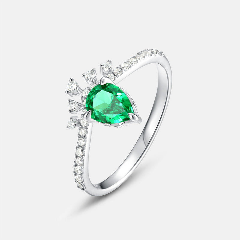 S925 Sterling Silver High-Carbon Stone Crown Ring