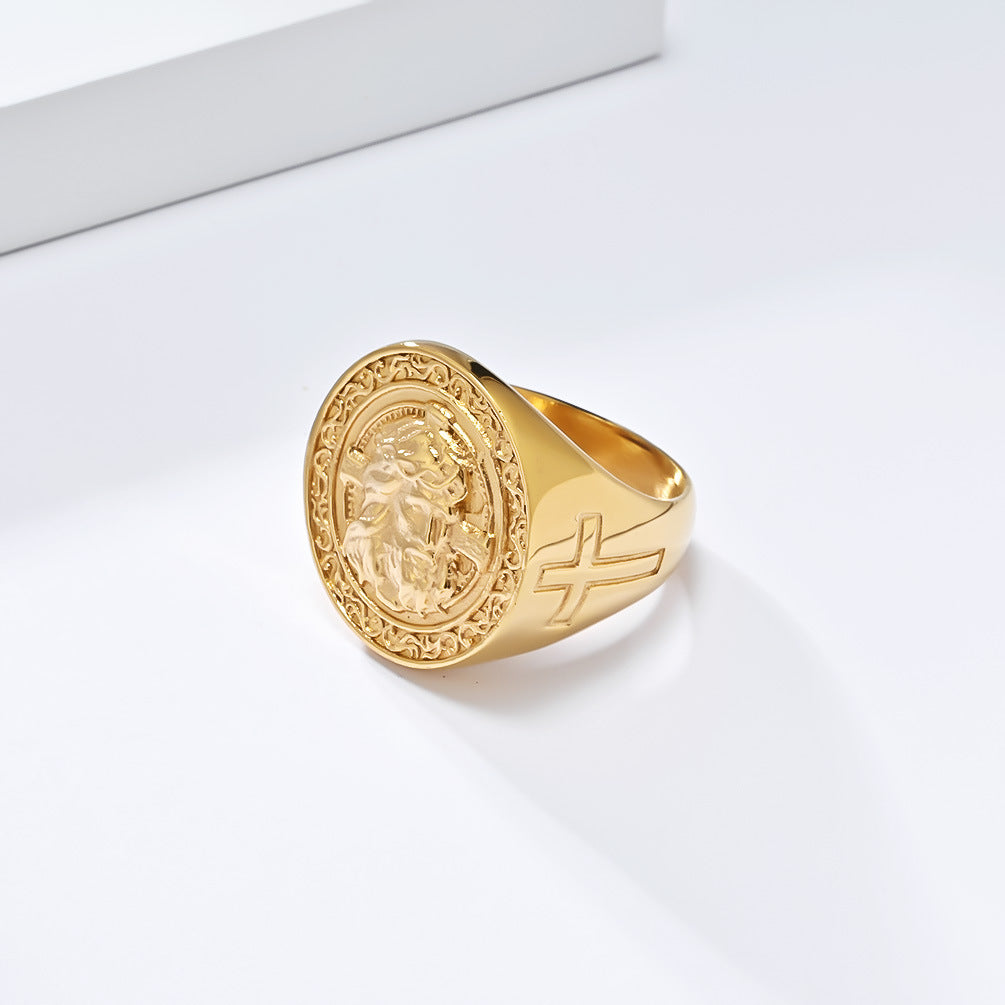 Titanium Steel Cross Ring For Men Retro European American Style Hand Jewelry Planderful Shop