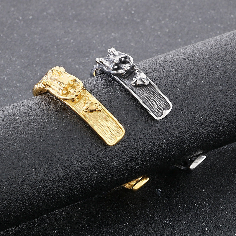 Planderful Dragon Zodiac Bracelet For Men Titanium Steel