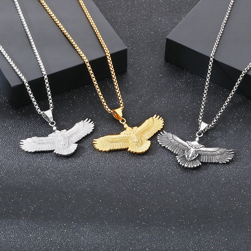 Hiphop Hip Hop Flying Eagle Pendant – Vacuum Electroplating Eagle Necklace
