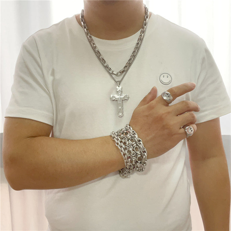 Personalized Retro Titanium Steel Cross Pendant Necklace for Trendy Men