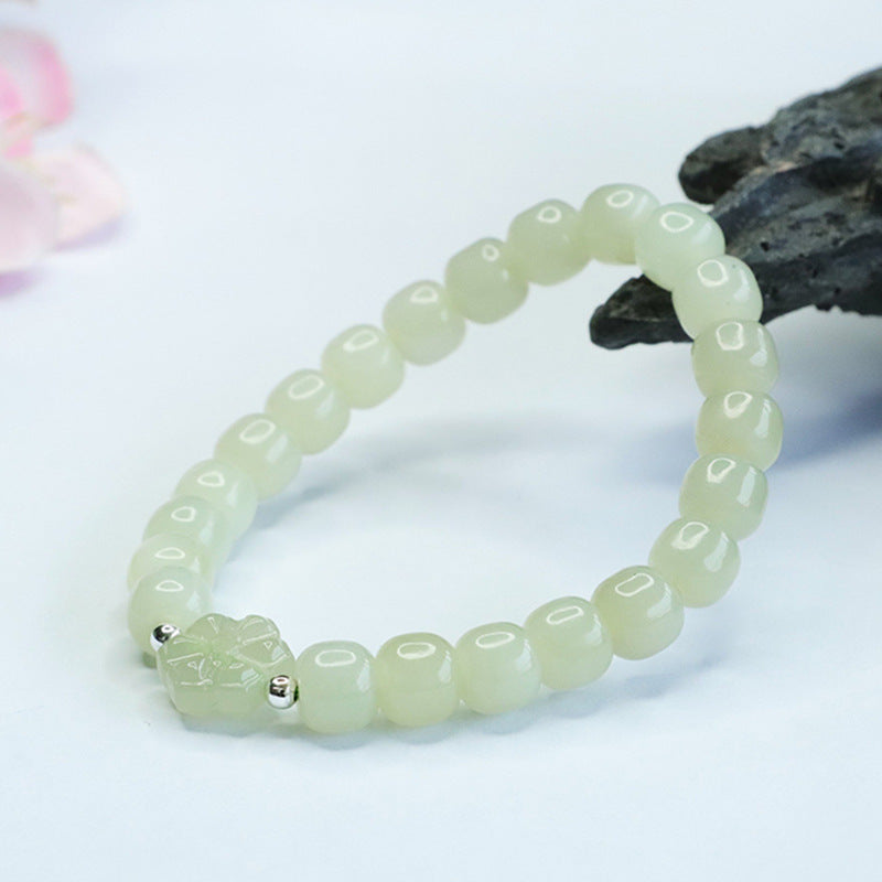 Qingshui Hetian Jade Petal Bead Bracelet