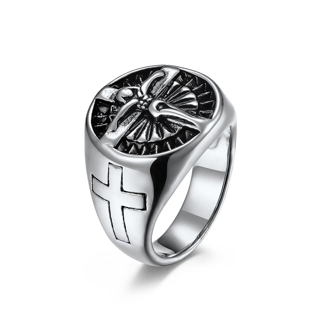 Stainless Steel Cross Men's Ring