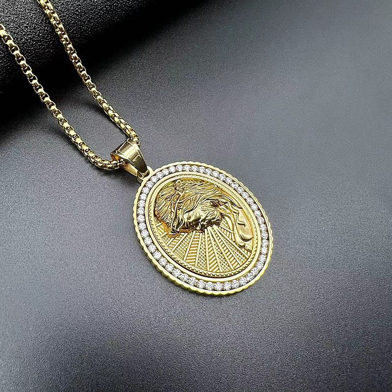 Steel Necklace – Statement Religious Figure Pendant