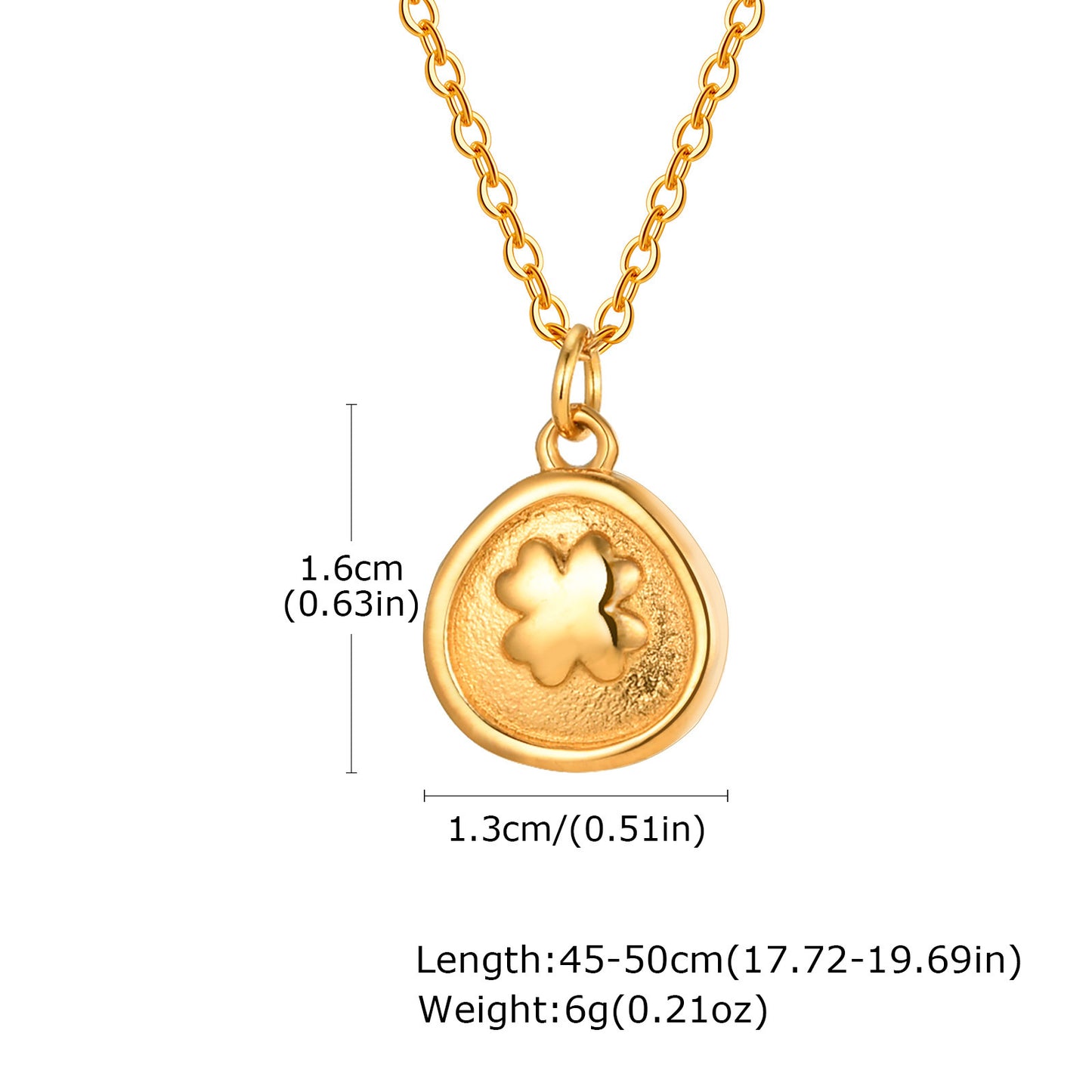 Stainless Steel Flat Cross Chain – Four-Leaf Gold-Plated Necklace – Collarbone Chain