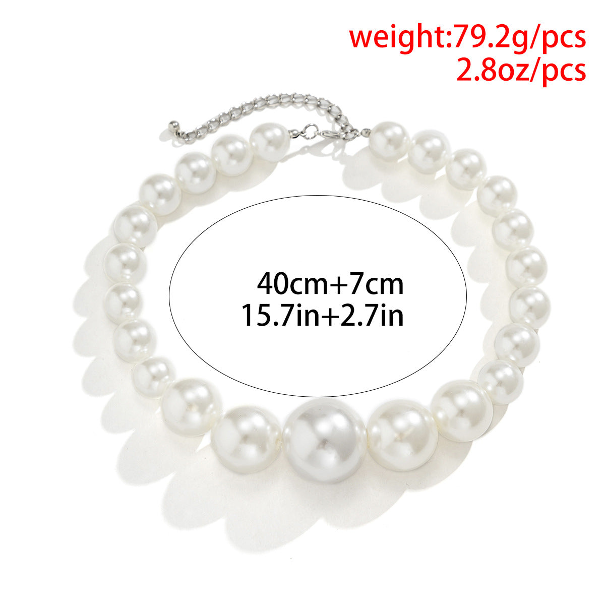 Cold Wind Geometric Bead Necklace Exaggerated Imitation Pearl Bead Necklace