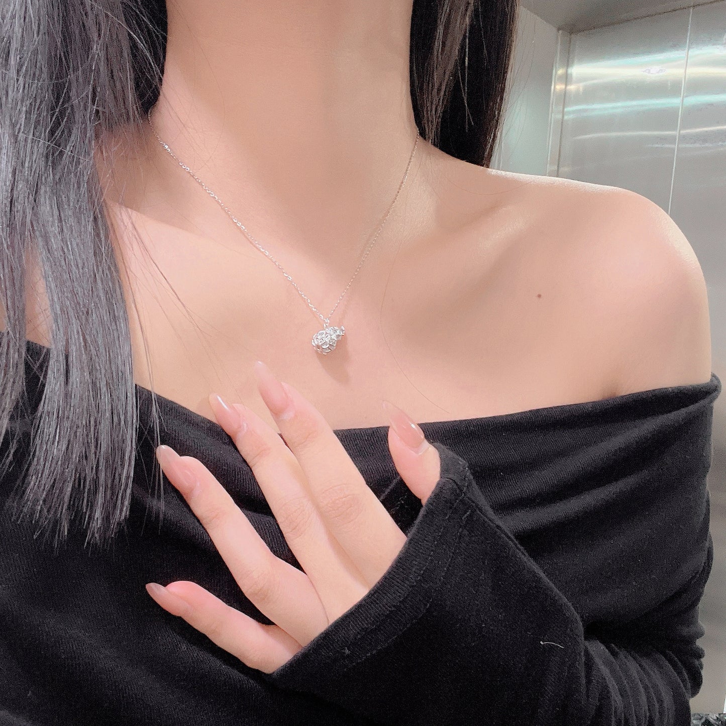 S925 Sterling Silver Hollow Filigree Gourd Necklace Women's Trendy Collarbone Chain