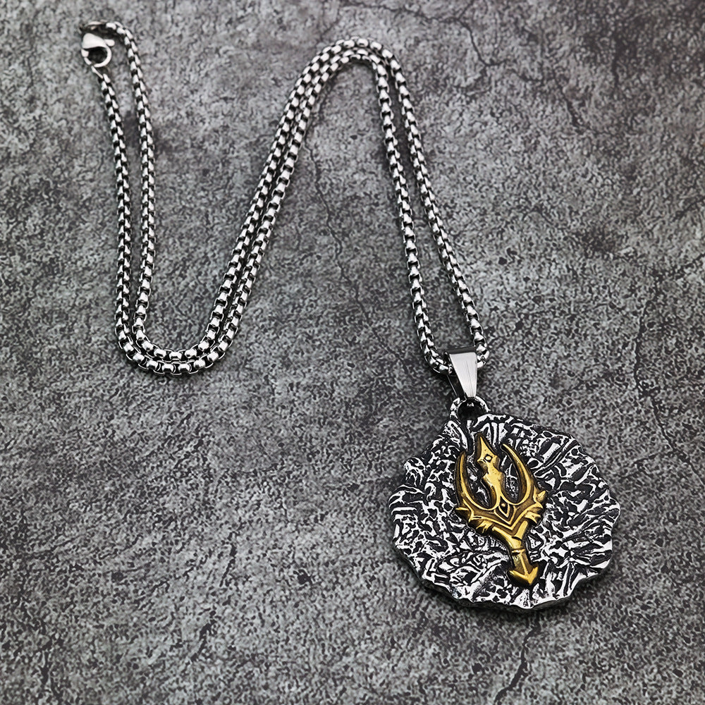 Personalized Poseidon Trident Eye of Horus Pendant Necklace