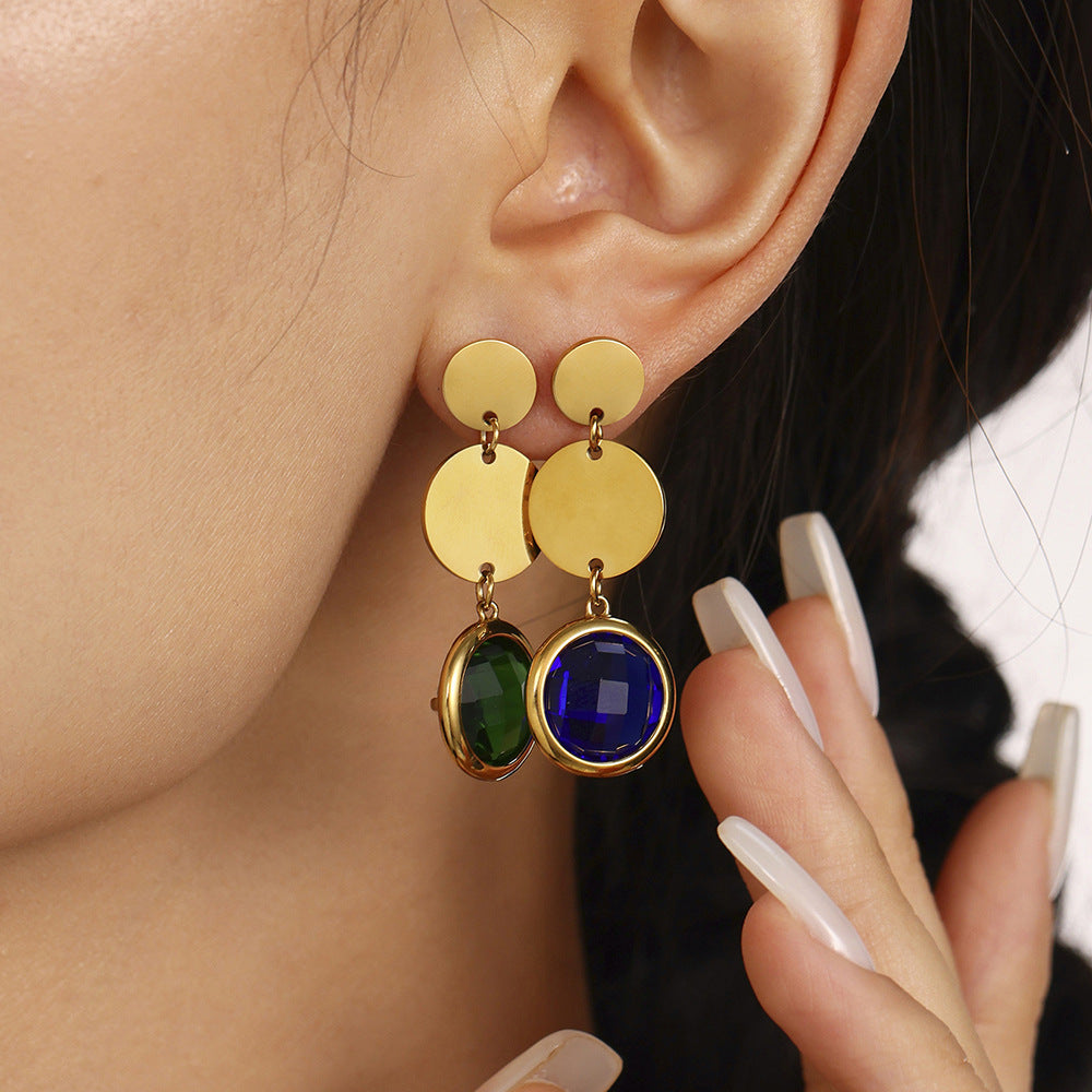 Planderful Genie Fringed Glass Disc Earrings Women