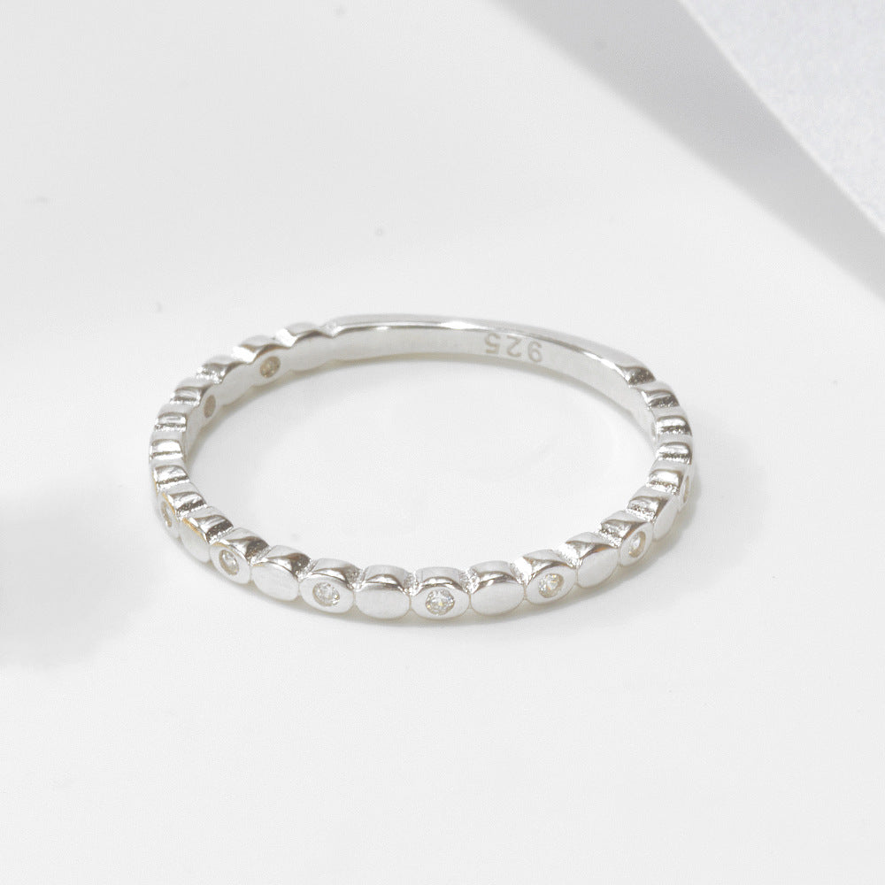 Circle Zircon Sterling Silver Ring Wind Ring