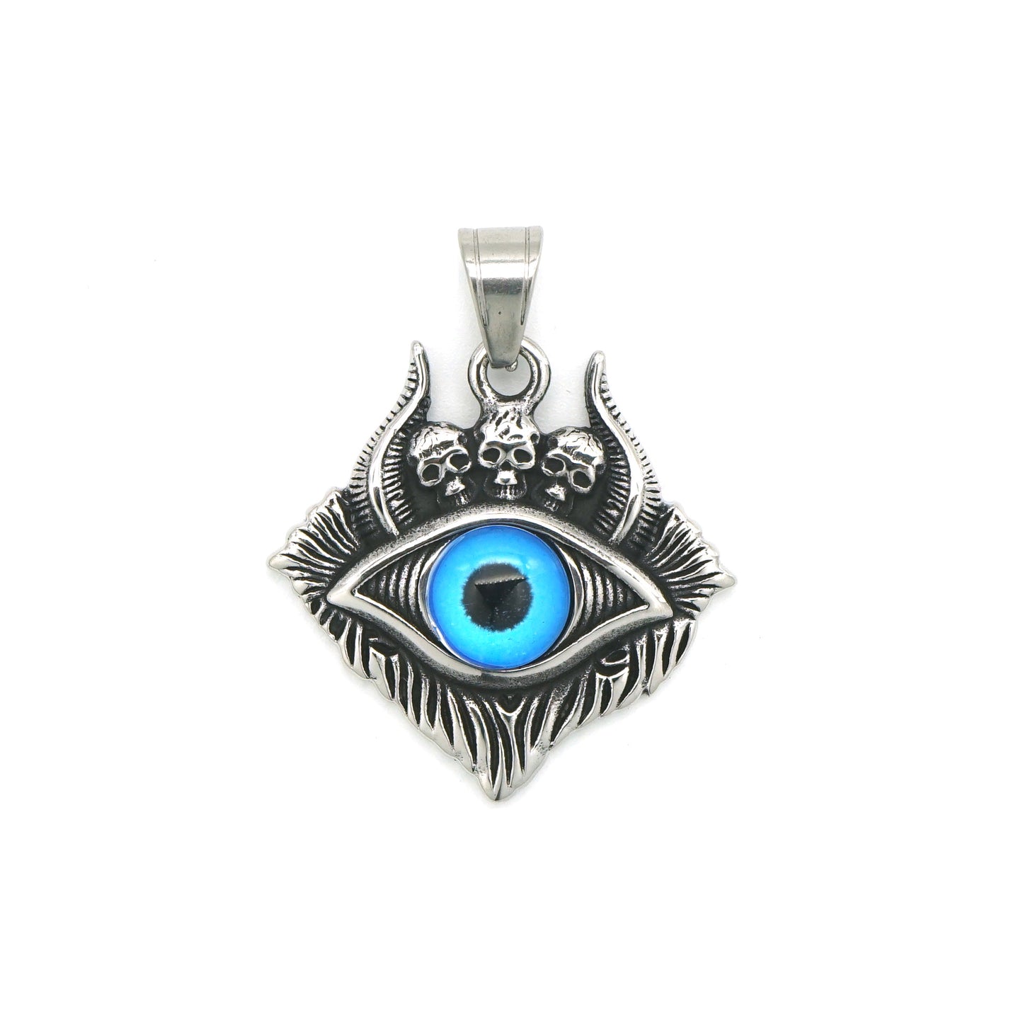 Steel Necklace – Statement Punk Skull Pendant for Bold Everyday Goth Style by Planderful