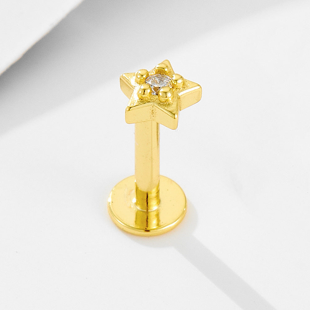 Planderful S925 Sterling Silver Earrings Geometric Star Zircon Set For Women Elegant Jewelry