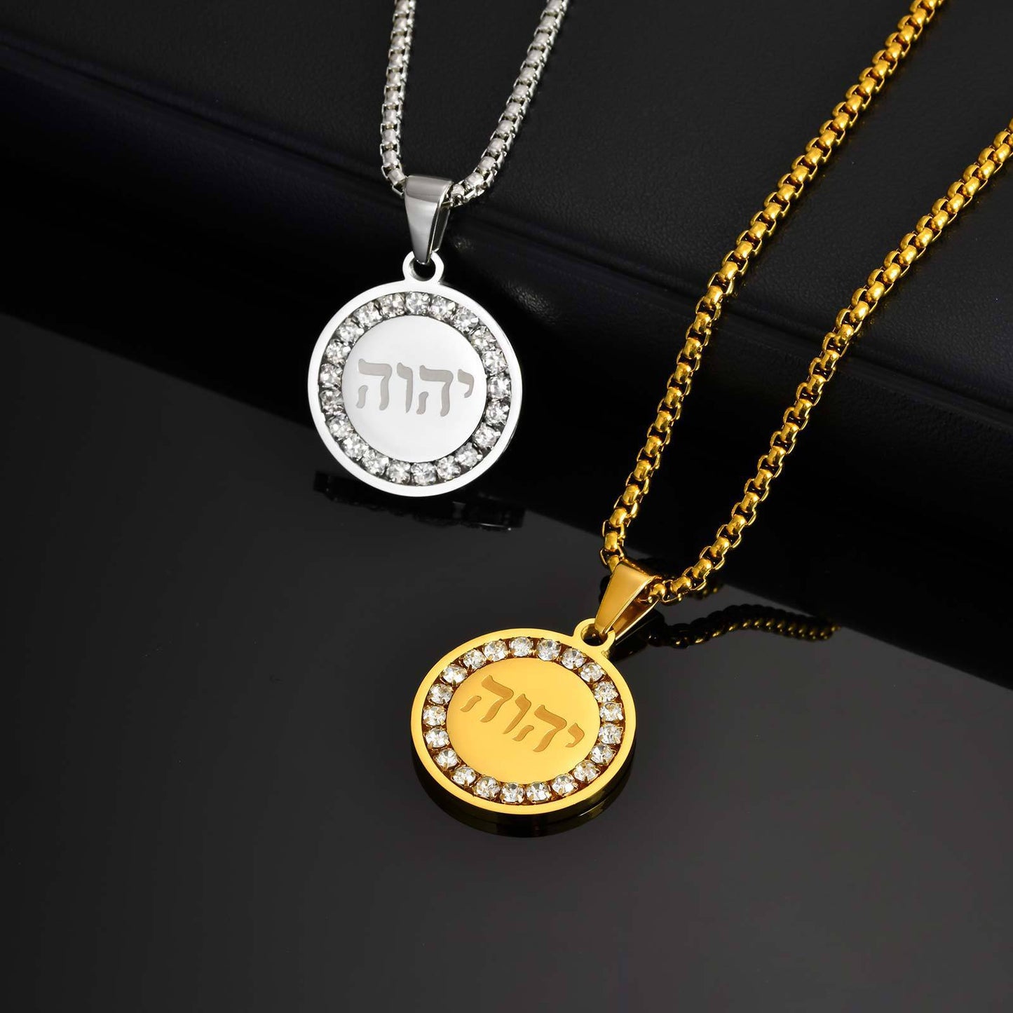 Planderful Stainless Steel Hebrew Pendant Necklace For Men