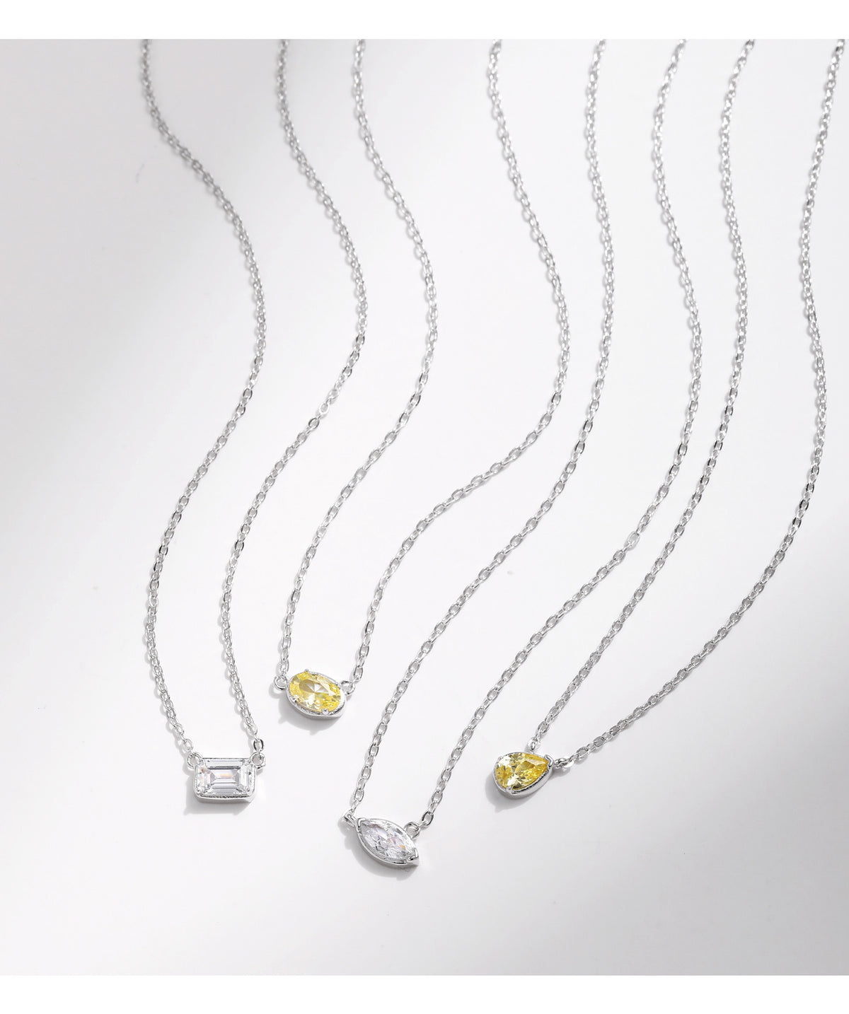 925 Sterling Silver Geometric Square Zircon Necklace
