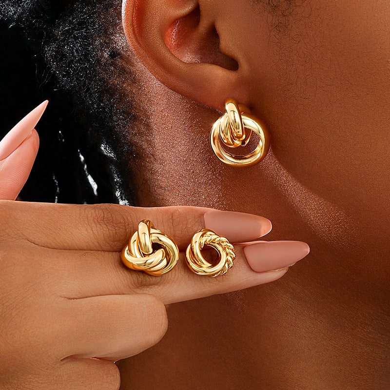 Planderful Vienna Verve Earrings Set – Fashionable Double-Layer Design