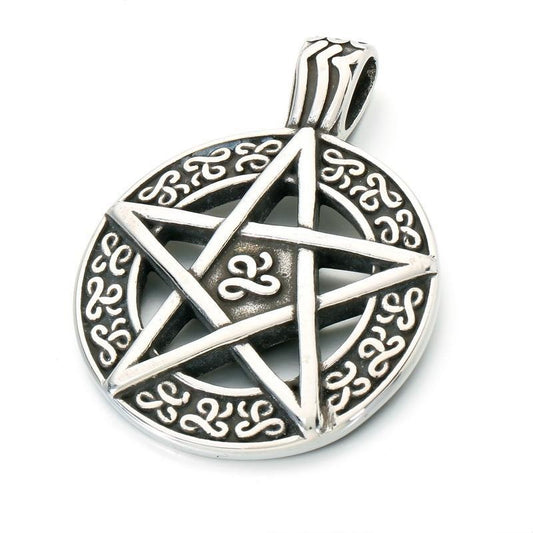 Punk Devil'S Eye Sun And Moon Pendant Viking Celtic Knot Pentagram Round Brand Necklace