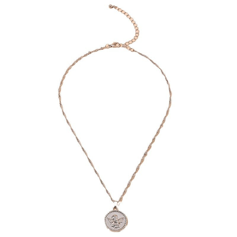 French Angel Lady Necklace - Vintage Style Jewelry Pendant