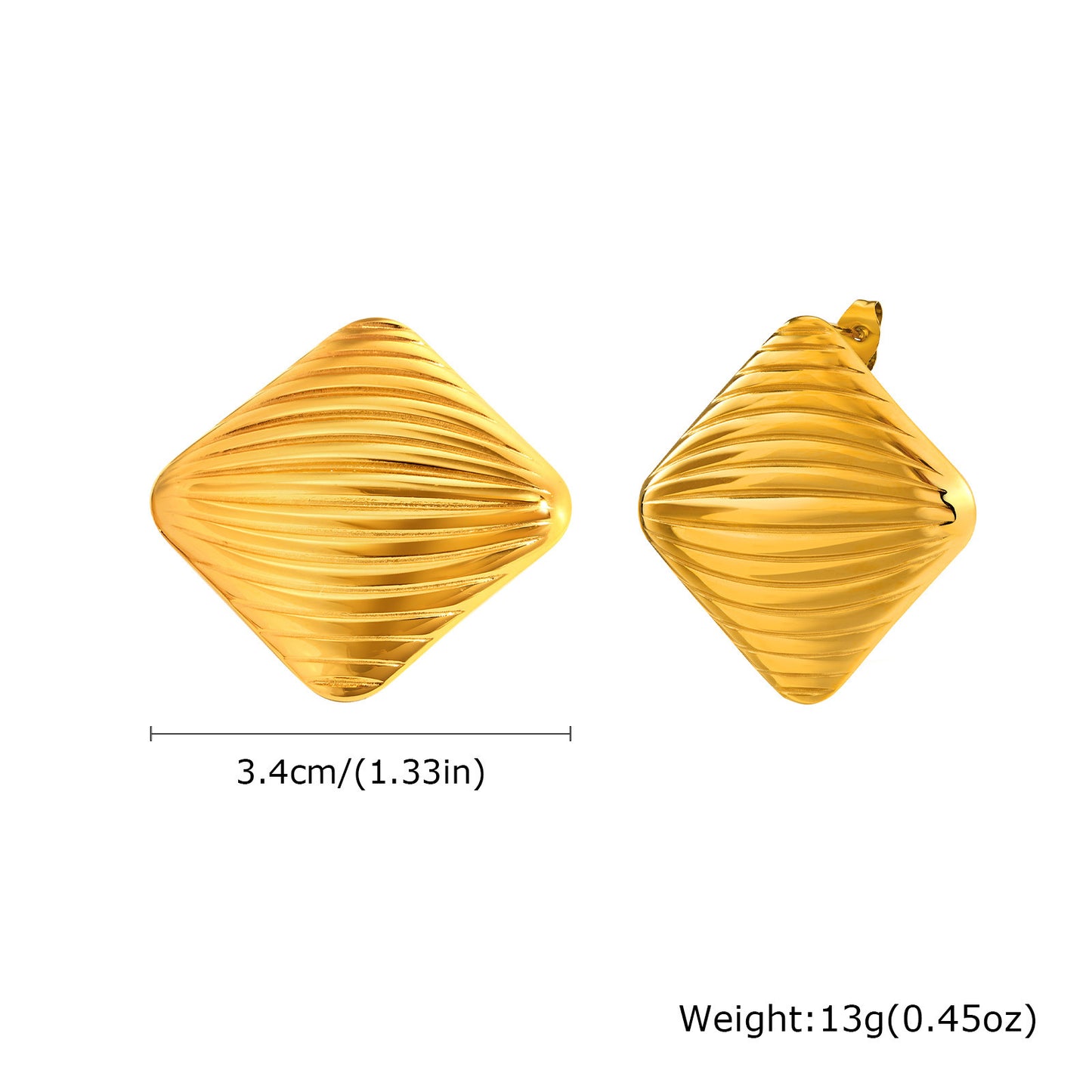 Jewelry Stainless Steel Striped Stud Earrings Pleated Fashion
