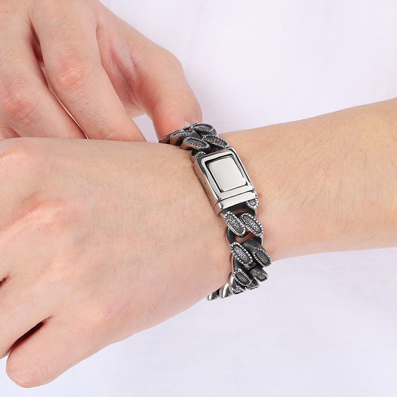 Planderful Everyday Genie Men Titanium Steel Cuban Bracelet