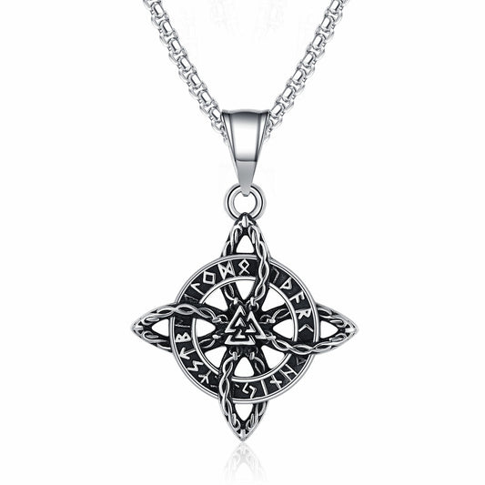 Steel Necklace - Vintage Nordic Celtic Eternal Cycle Viking Inspired Jewelry For Men
