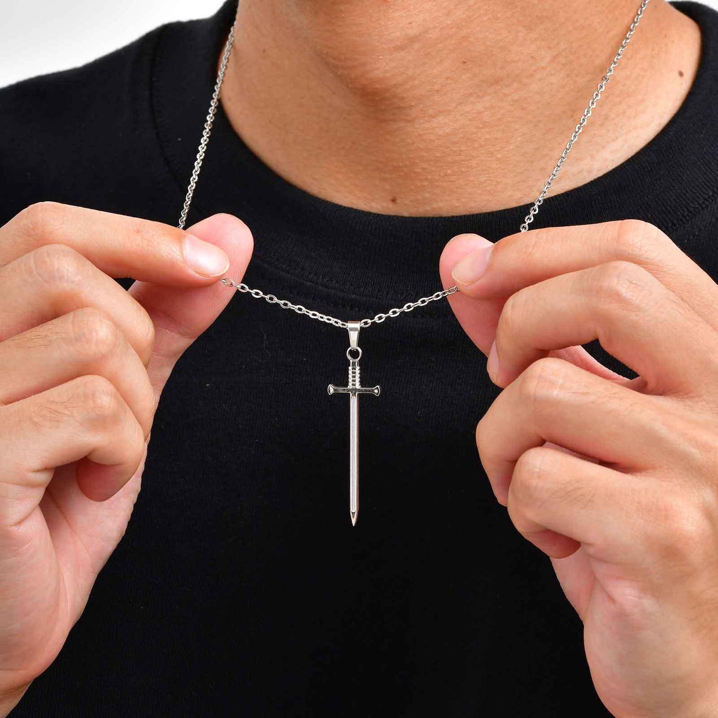 Planderful Sword Pendant Necklace Personalized For Men