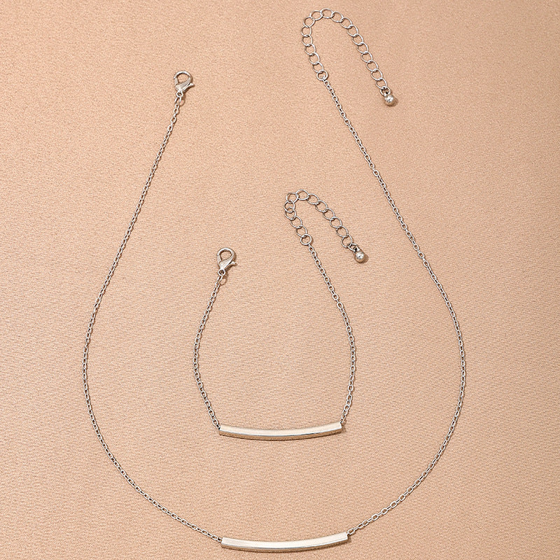 Elegant Metal Summer Jewelry Set with Minimalist One Line Necklace and Bracelet