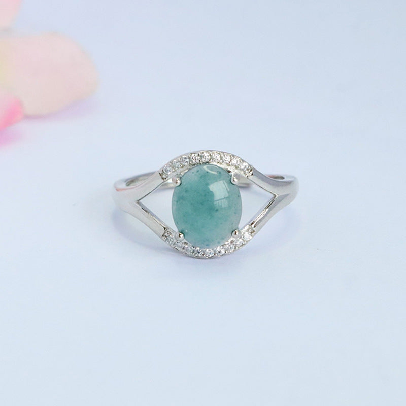 Blue-Water Jadeite Angel Eye Ring