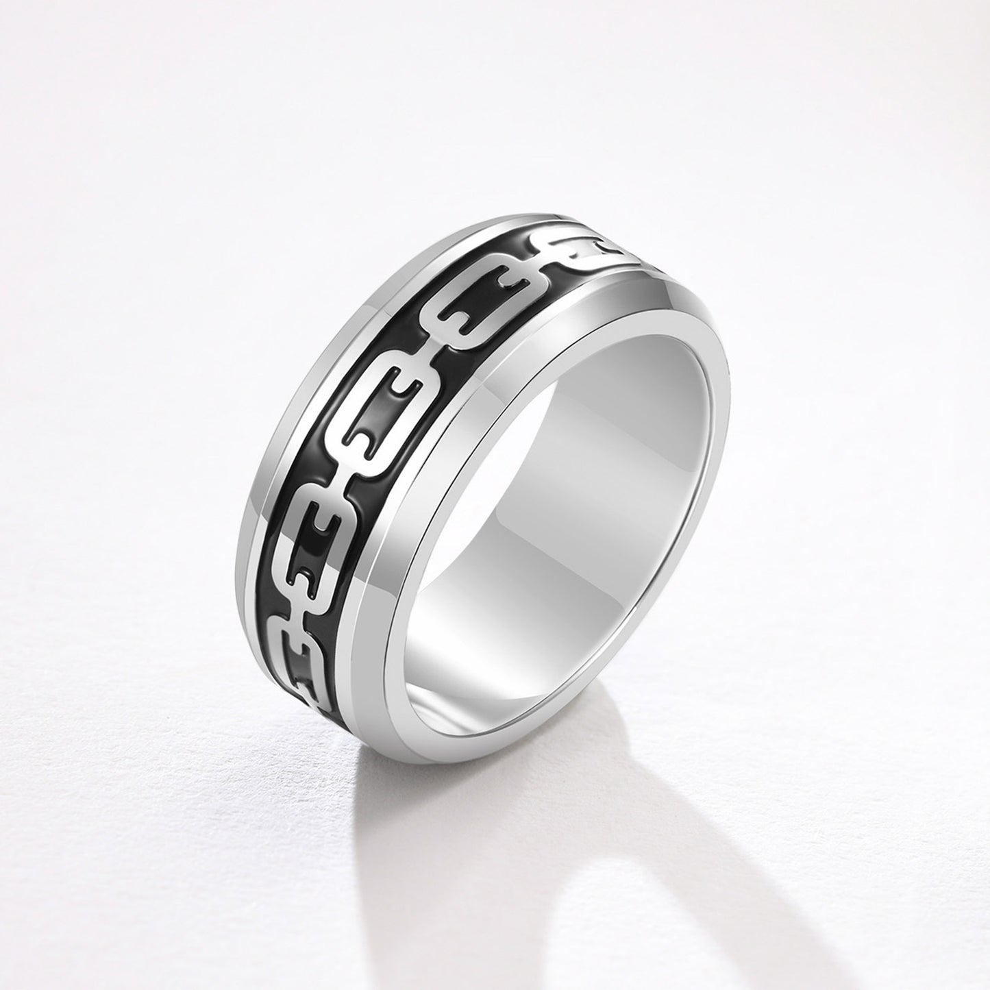 Stainless Steel Corroded Chain Drop Vinyl Ring Jewelry Accessories