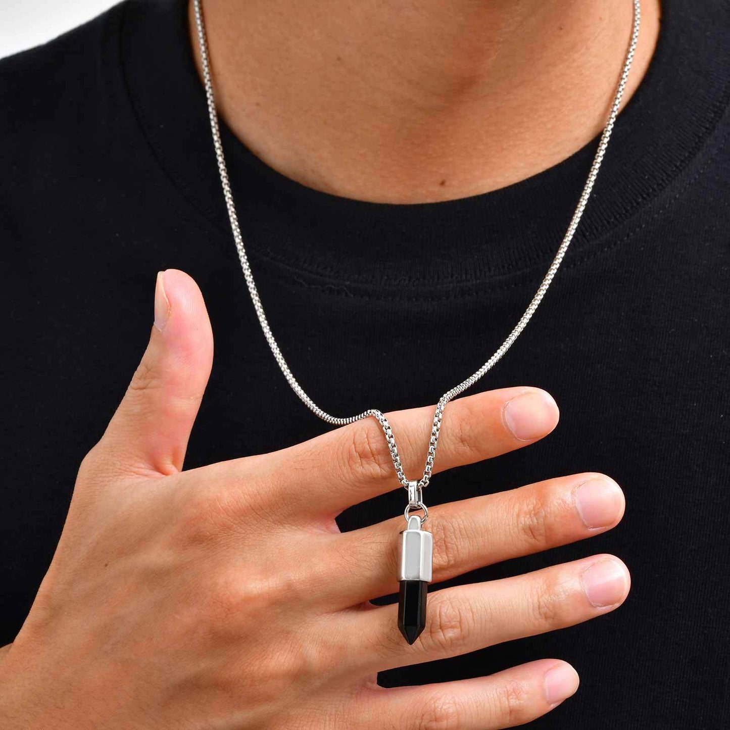 Planderful Stainless Steel Tiger Eye Agate Pendant For Men