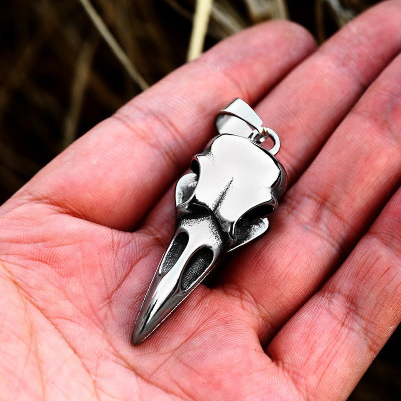 Nordic Viking Crow Beak Stainless Steel Men's Pendant, Retro European American Titanium Jewelry for Him