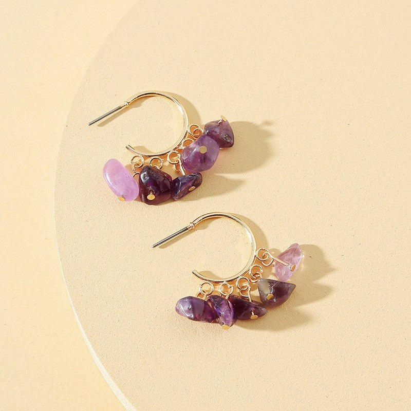Enamel Gravel Earrings with C-Shaped Stones - Vienna Verve Collection by Planderful
