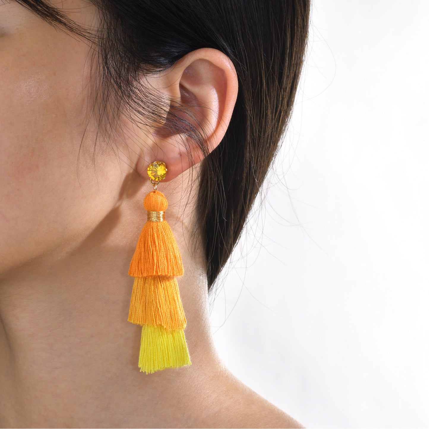 Various Stainless Steel Pomegranate Zircon Three-Color Earrings Women