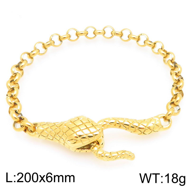 Punk Style Snakehead Layered Chain Men's Titanium Steel Bracelet