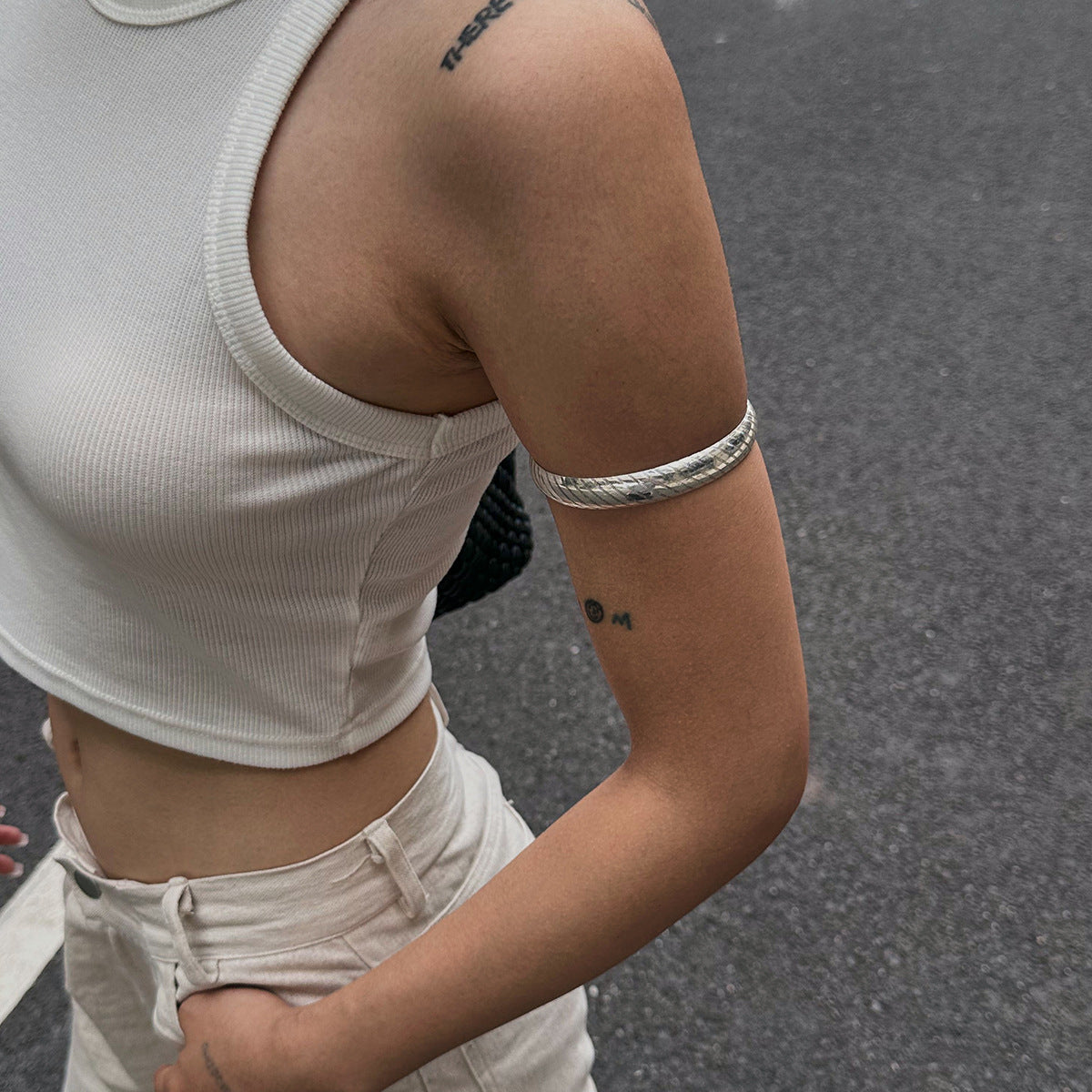 Planderful Geometric Arm Bracelet Vienna Verve Irregular Striped Design For Women Versatile Statement Jewelry