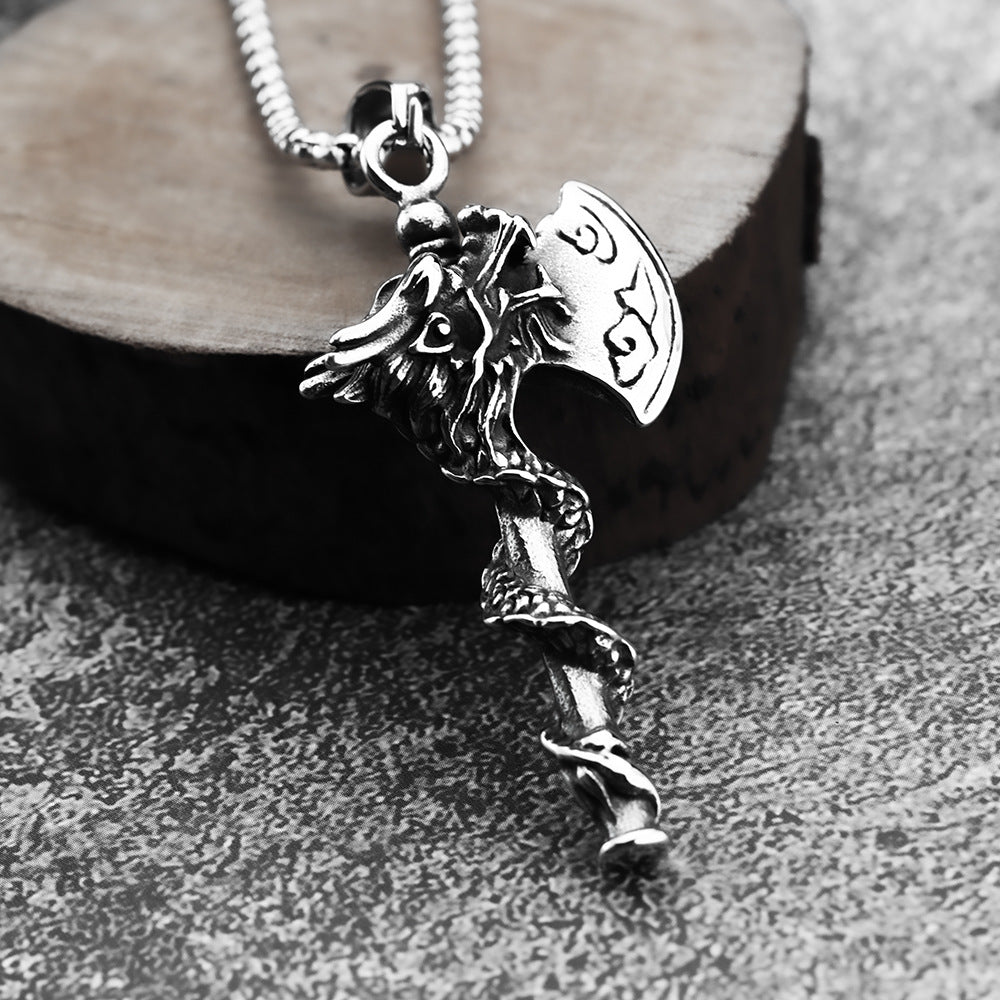 Cloud Pattern Dragon Axe Viking Pendant Jewelry for Men