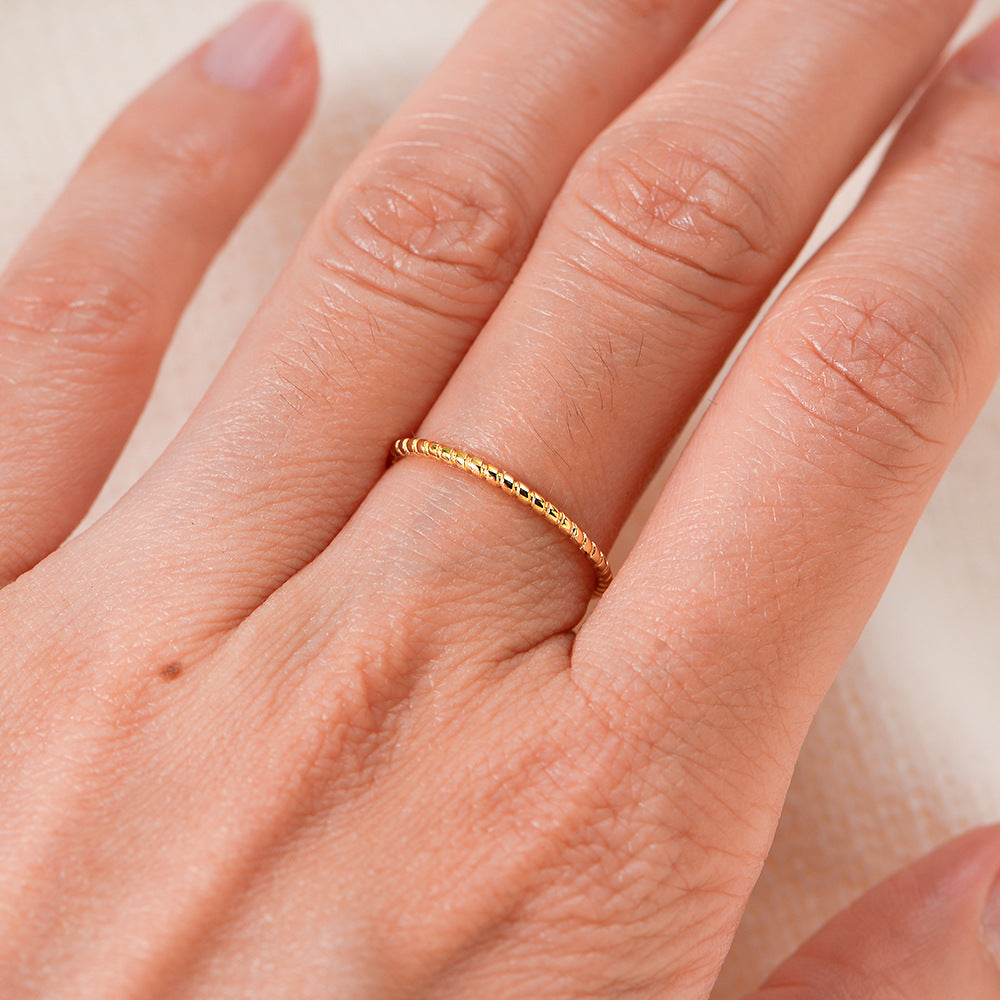 Korean S925 Pure Silver Braided Ring Spiral Twisted Pattern Cool And Delicate Thin